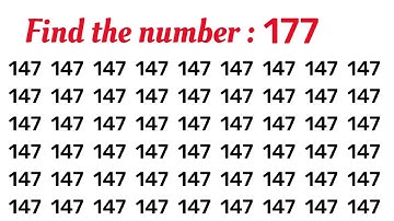 Find the Number "177". Test your eyes. Sharpen your Brain. Focus your mind. Number Challenge.