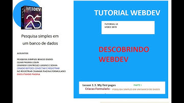 DICAS 3079 WEBDEV TUTORIAL 13 Lesson 1 3 PESQUISA SIMPLES BANCO DADOS LOGIN PARTE I