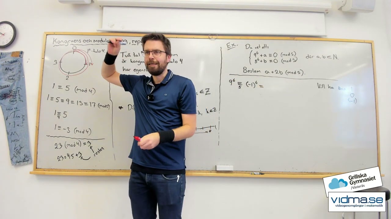 Matematik 5. Kongruens och modulo. Repetition samt svår uppgift.