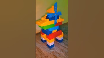 Colorful Windmill Robot Made from Toy Building Blocks