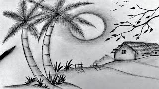 Cara menggambar pemandangan dengan pensil 2B 🖌️💙