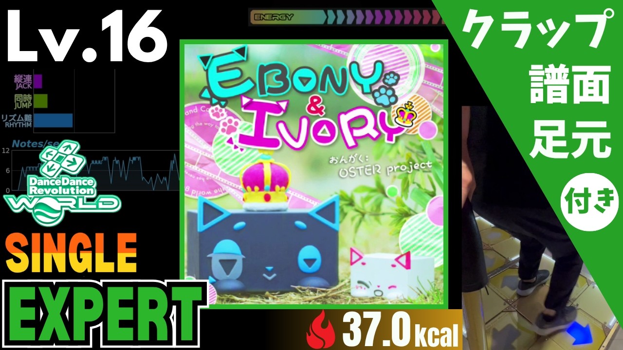 DDR WORLD】Lv.16 EBONY & IVORY / OSTER project（ESP）【譜面＋足元