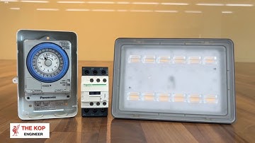 การต่อสาย วงจร Timer switch และMagnetic contactor ควบคุมโคมไฟหลายโคม