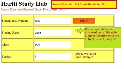 Search Data in MS Excel File Using Asp.Net C# | Hindi | Free Online Learning Classes