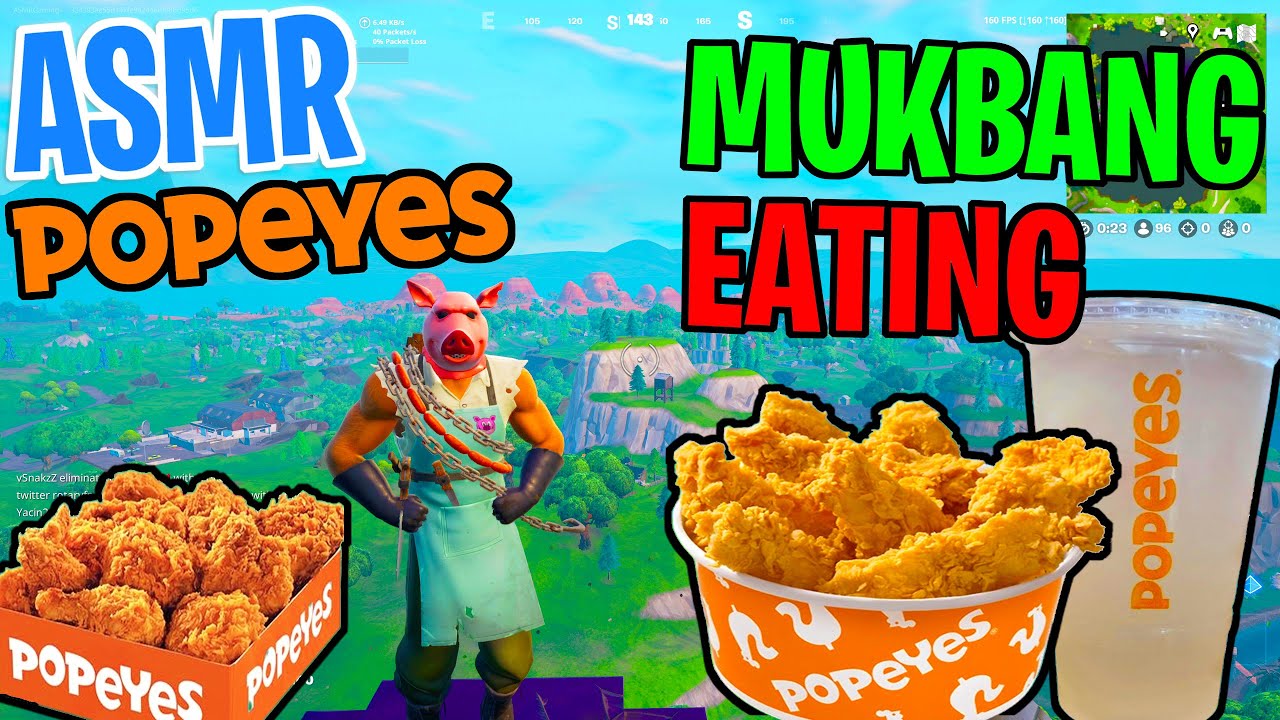 ASMR Gaming 🍗 Fortnite Popeyes Chicken Mukbang Eating and Relaxing Spectating 🎮🎧 Whispering 💤