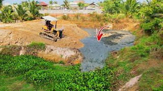 Project Nearly Complete Fill Up Pond By Working Bulldozer D20P And Dump Truck 5Ton Transitoin