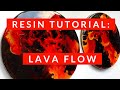 Resin coaster Tutorial: molten lava flowing - vibrant red, orange and yellow, with 3D effects