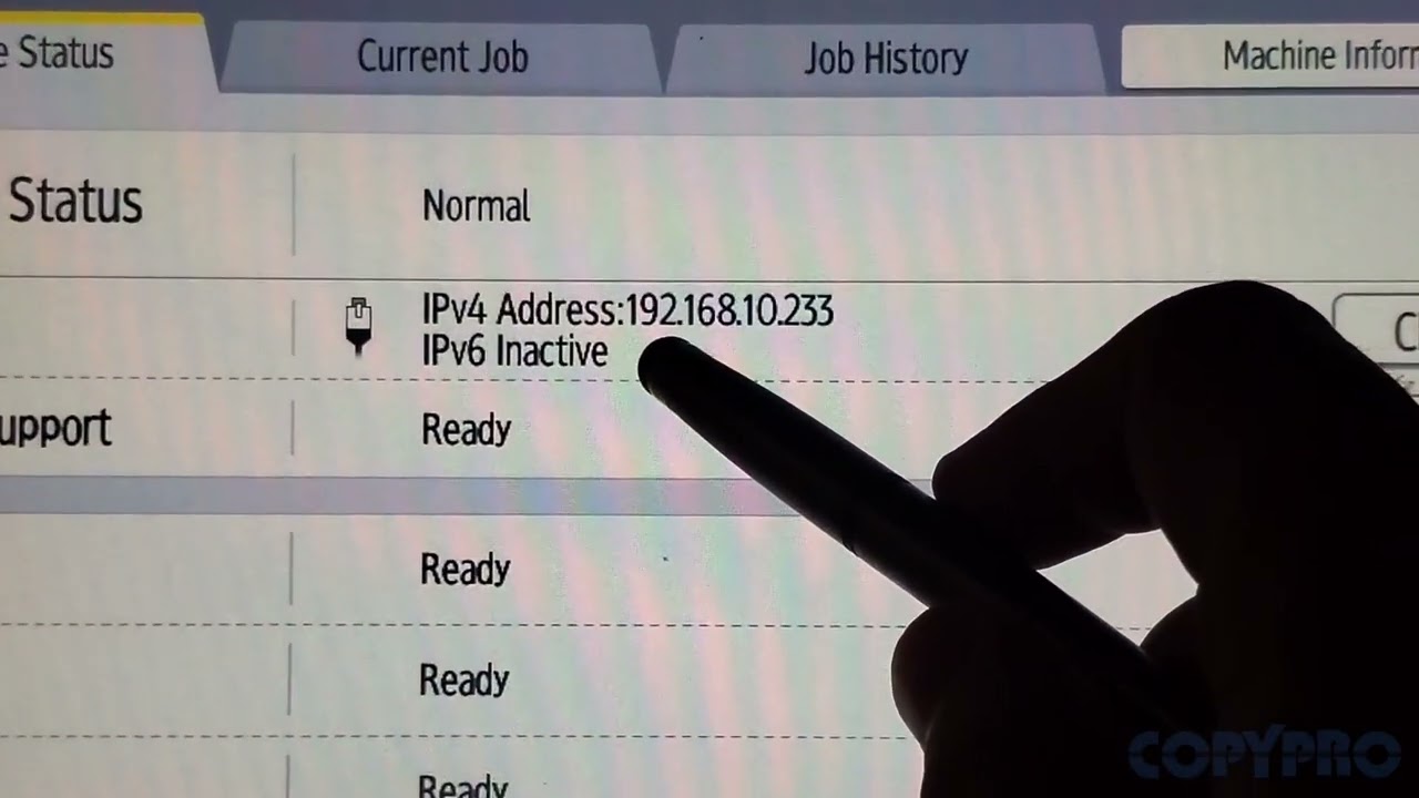 Savin, Find Your Machines IP Address