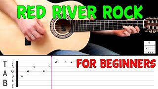 RED RIVER ROCK | Easy guitar melody lesson for BEGINNERS (with tabs) - Johnny \u0026 The Hurricanes