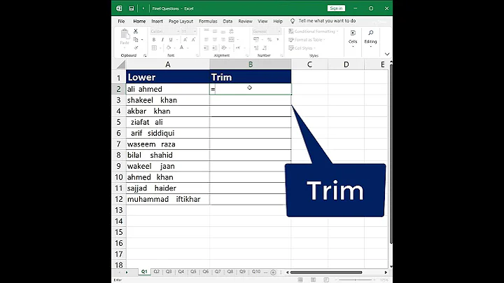 Trim Function in Excel #short