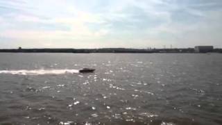 Motor boat in river Mersey