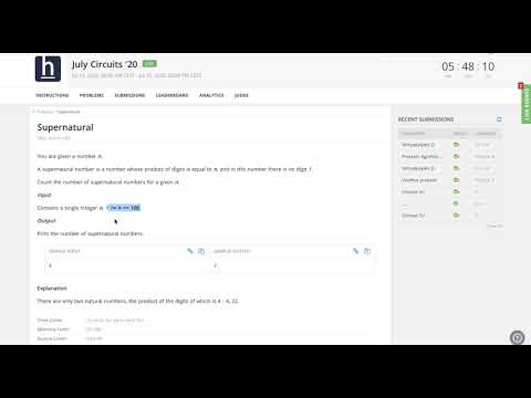 Supernatural |  Hackerearth | July Circuits 20