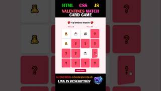 Create a Valentines Card Game ❤️| HTML | CSS | JavaScript | Be my Partner😍 @CodingVortex0 #shorts