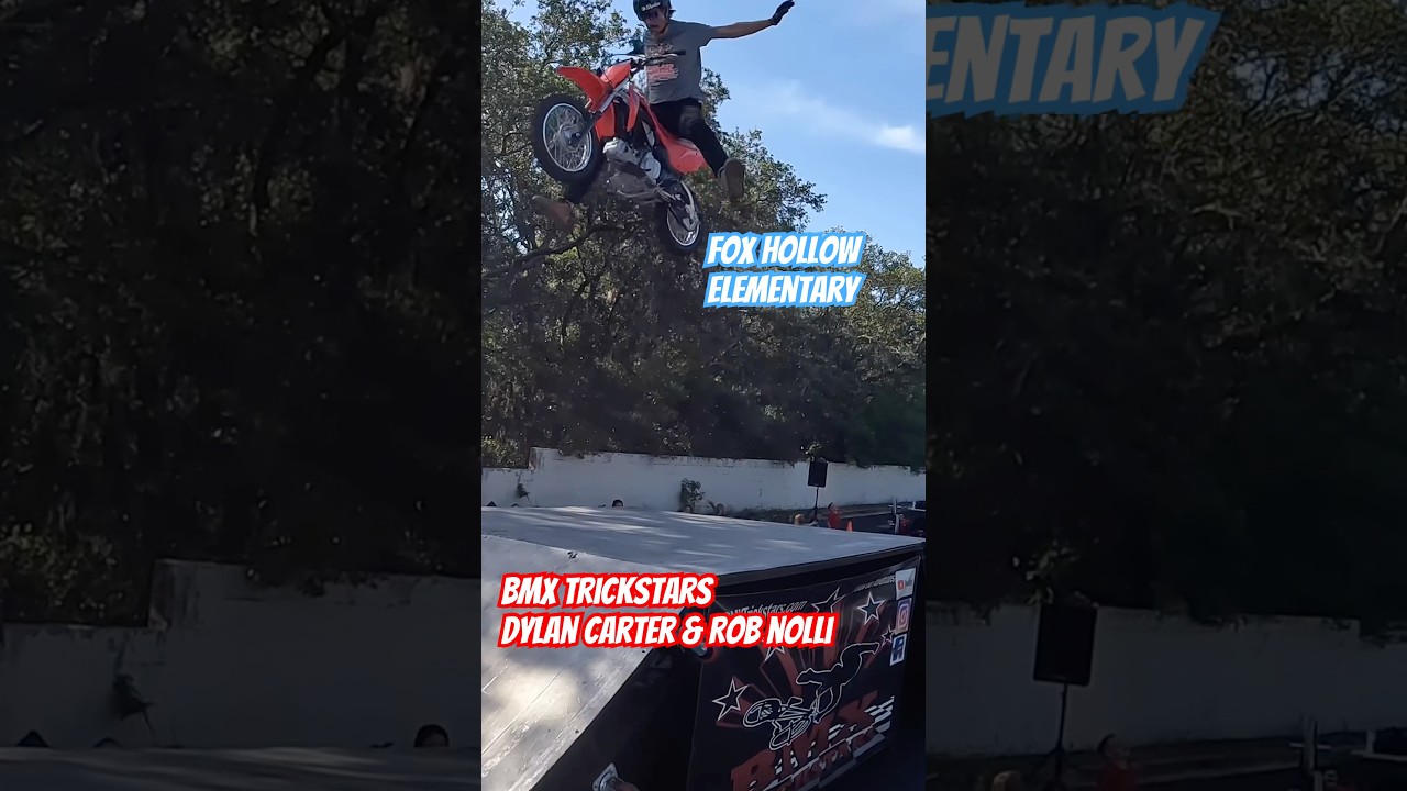 BMX Trickstars Dylan Carter and Rob Nolli performing for Fox Hollow Elementary round 3