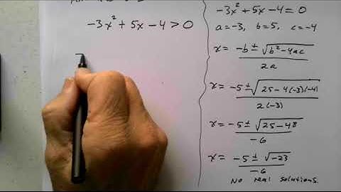 Quadratic Inequality: –3x^2 + 5x - 4 greater than 0