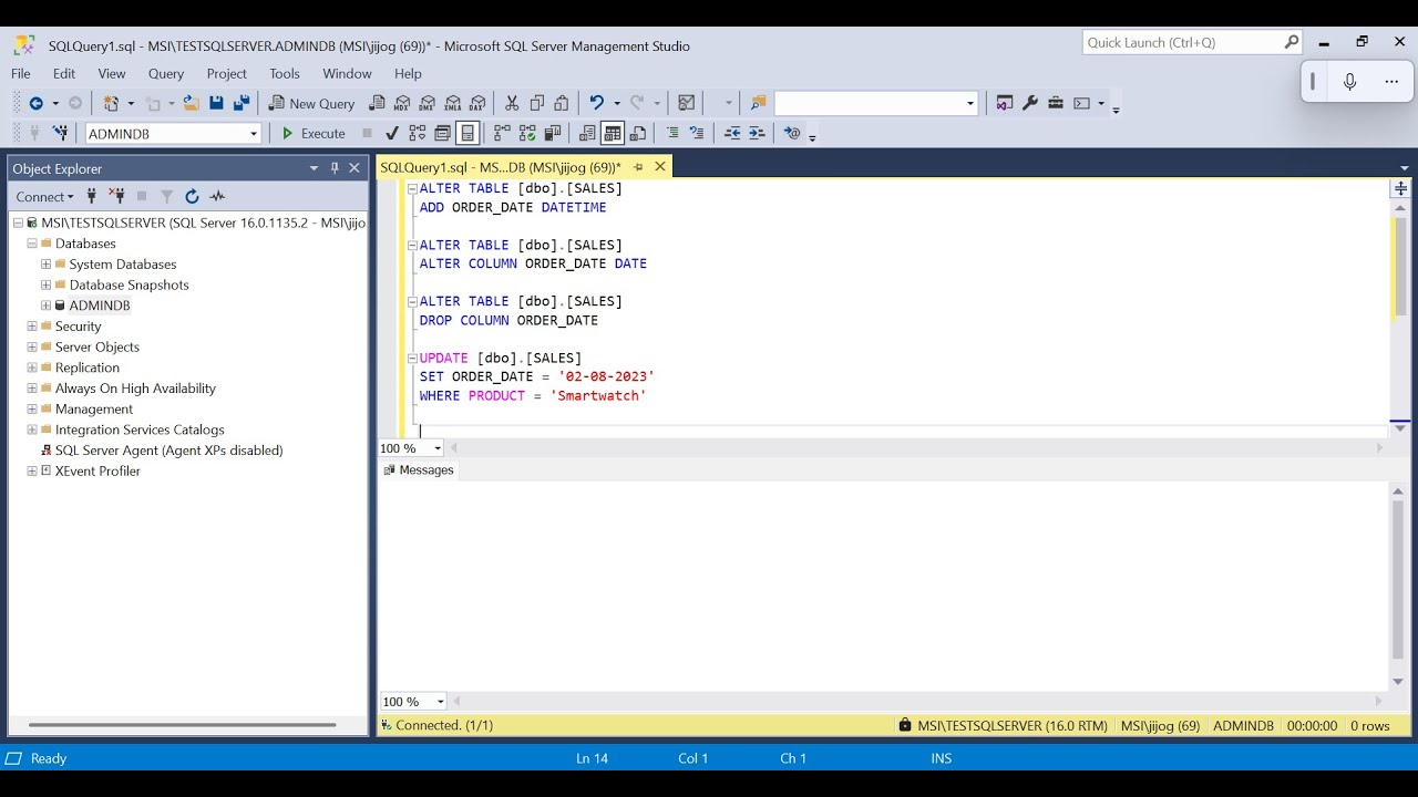 SQL Beginners Guide - Schema, Alter, Update, Where and Identity