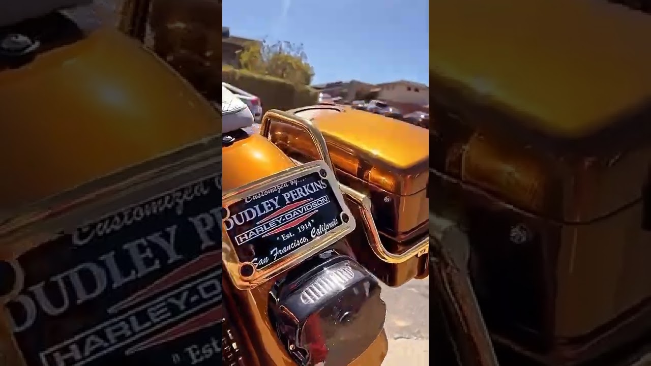 Harley Davidson golden retro motorcycle 