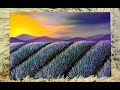 How to paint lavender/ a lavender field and sunset acrylic/ Acrylic painting🌸🌺