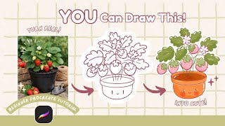 I Drew the Cutest Strawberry Plant Ever 🍓✨ Easy Procreate Tutorial For Beginners