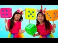 Jannie and emma pretend play party with magic children clothes surprise toys