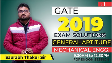 Part 1 | GENERAL APTITUDE Questions & Solution | GATE 2019 | MECHANICAL ENGINEERING