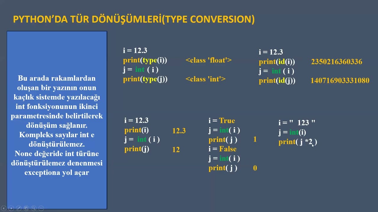 Pythonda TÜR DÖNÜŞÜMLERİ