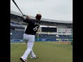 ロングティーをする中田翔