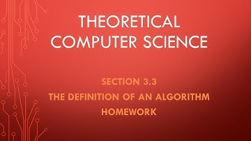 Theoretical Computer Science. Section 3.3. Homework