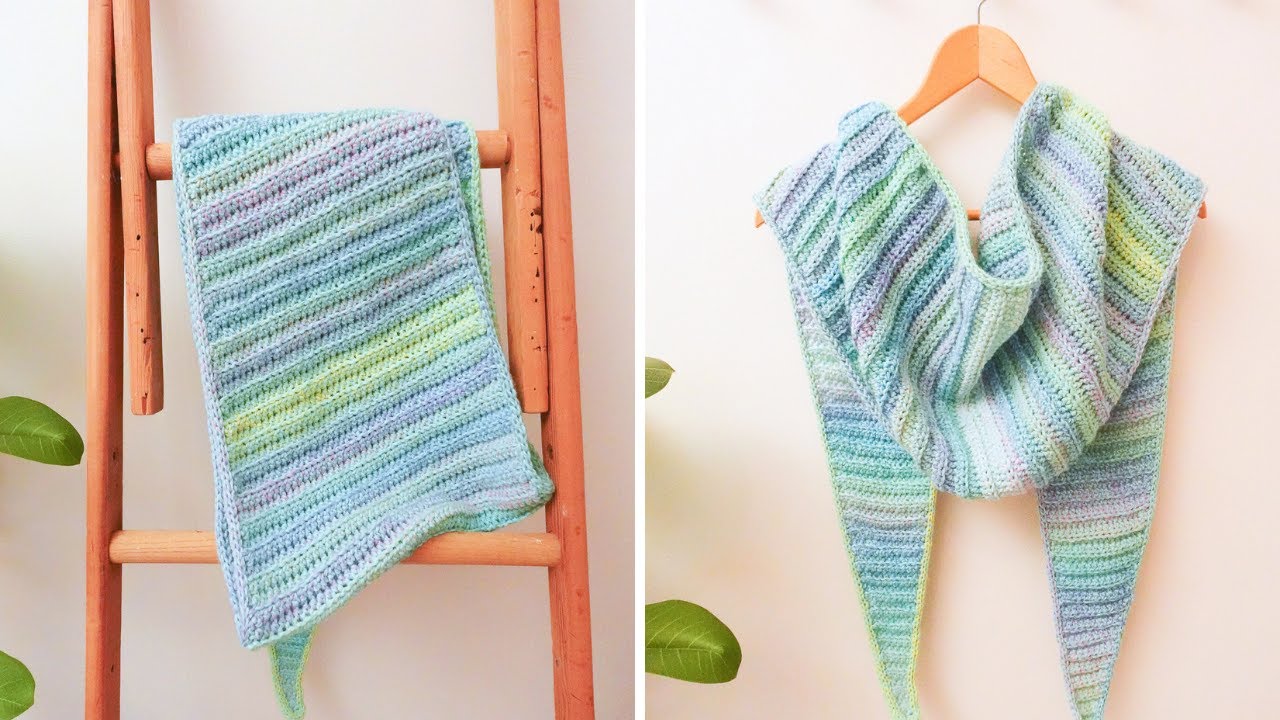 How to crochet an easy triangle shawl for beginners | The Watercolor Shawl