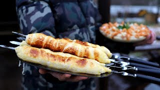 ХАЧАПУРИ С СЫРОМ НА ШАМПУРАХ. РИЗОТТО С КРЕВЕТКАМИ В КАЗАНЕ ХАЧАПУРИ С СЫРОМ НА ШАМПУРАХ. РИЗОТТО С КРЕВЕТКАМИ В КАЗАНЕ