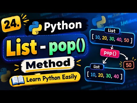 24. Python List -pop () Method  | Learn Python Easily #python 