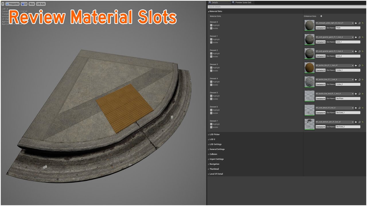 Review Material Slots Sidewalks \ Tramway Rail Strip Splines