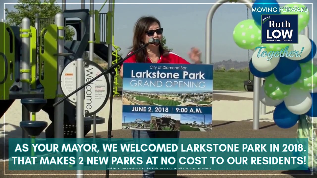 Re-elect Councilwoman Ruth Low - Welcomed 2 Brand New Parks at No Cost to Residents!