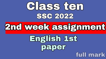 Class10 2nd week English 1st pepar Assignment answer /SSC 2022 assignment answer 2021