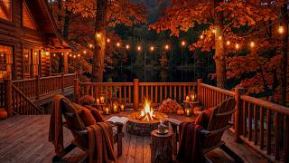 Soothing Fall Coffee Jazz on a Lakeside Porch ☕🍁 Cozy Fireplace Ambience for Work & Relaxation