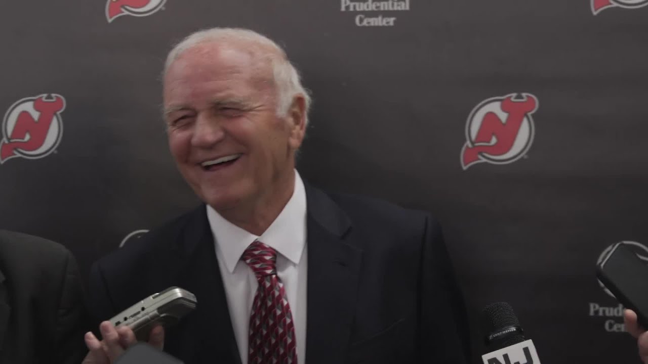 Jacques Lemaire meets the media before being inducted into the Devils Ring of Honor