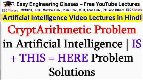 CryptArithmetic Problem in Artificial Intelligence IS + THIS = HERE Problem Solution