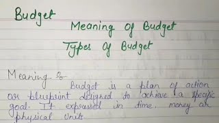 Master Budget  Types Of Budget  Meaning Of Budget  Master Budget U0026 Functional Budget