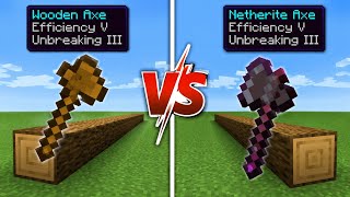 Efficiency V Wooden Axe 🪓 vs Netherite Axe ⚔️ | Minecraft