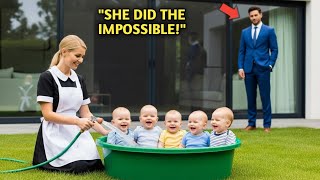 No Nanny Could Handle the Millionaire’s Six Twins… Until a Poor Cleaning Lady Changed Everything