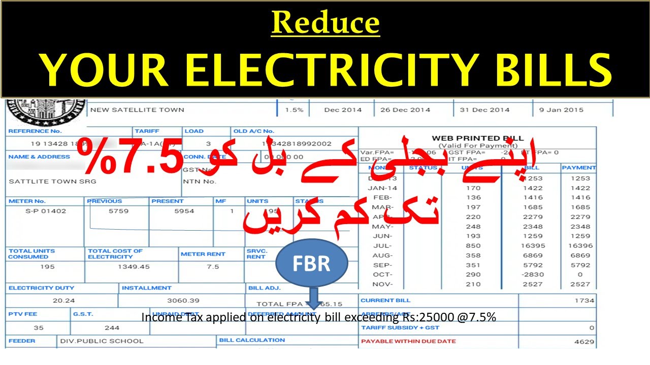 Reduce electricity bills 7.5 as tax on billing amount 