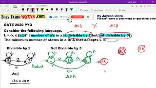 #34 GATE TOC 2020 PYQ in Hindi | GATE Previous Years in Hindi | EasyExamNotes.com | Jayesh Umre
