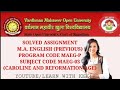 MAEG-03 VMOU MA ENGLISH (CAROLINE AND REFORMATION AGE) VMOU solve ASSIGNMENT MA ENGLISH  #MAEG03