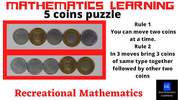 Coins Puzzle #6 |5 coins puzzle| in 3 moves bring 3 coins of same type together