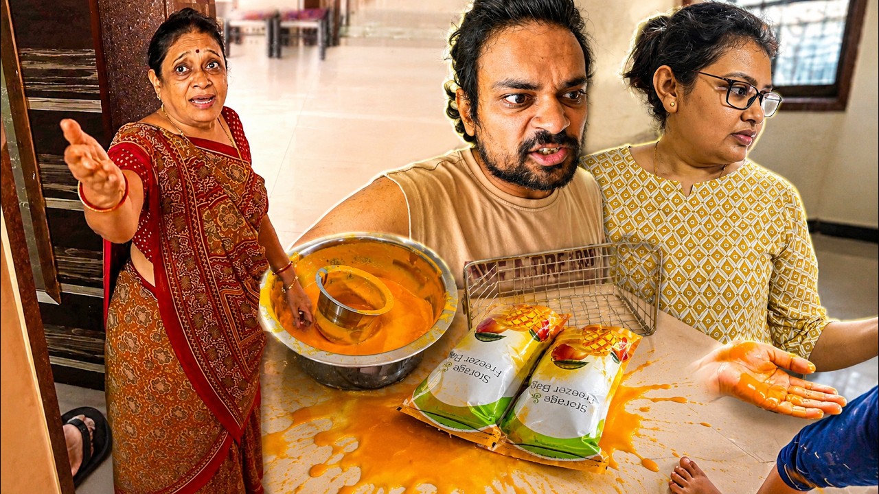 aamras gira diya aur ghar mein yudh ho gaya !