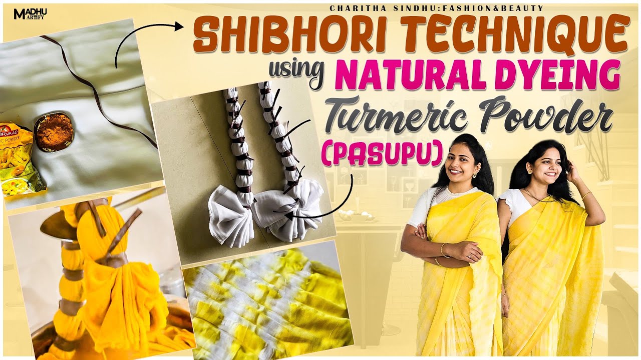 Shibhori Technique using Natural Dyeing with Turmeric Powder || #diy  || #naturaldye #shibori  