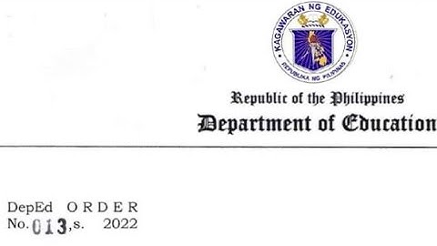DEPED ORDER NO. 013, S. 2022