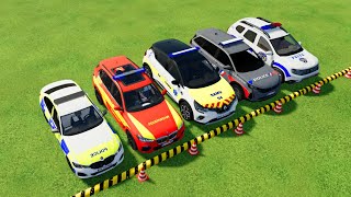 TRANSPORTING POLICE CARS, BMW, DACIA, PEUGEOT, RENAULT, TRUCK, FARMING SIMULATOR 22!