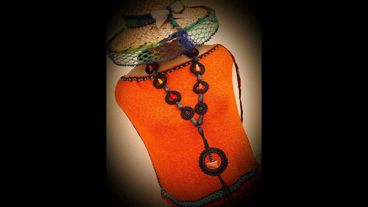 Ceinture Crochetée Boho Avec Fibia Et Poche - Taille Unique Grise - Marque Le Trame Di Rossella - Neuf Italie