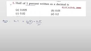 half of 1 percent written as a decimal is
